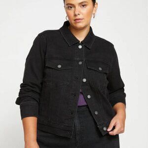 Universal Standard Kelsey Denim Jacket - Broken Black - M (18-20)